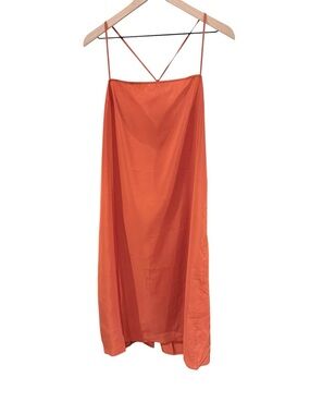 COS Slip Dress Orange Minimalist Midi Dress Size 12 Adjustable Straps